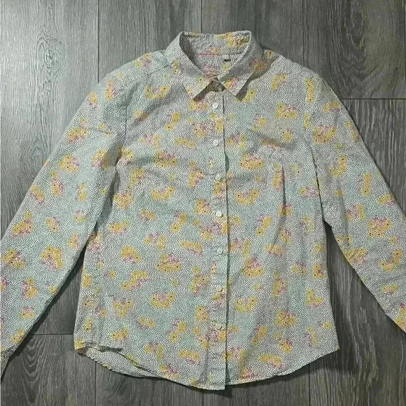 Boden 100% Cotton Polka Dot Floral Button Down Top Size 4R - Picture 1 of 8